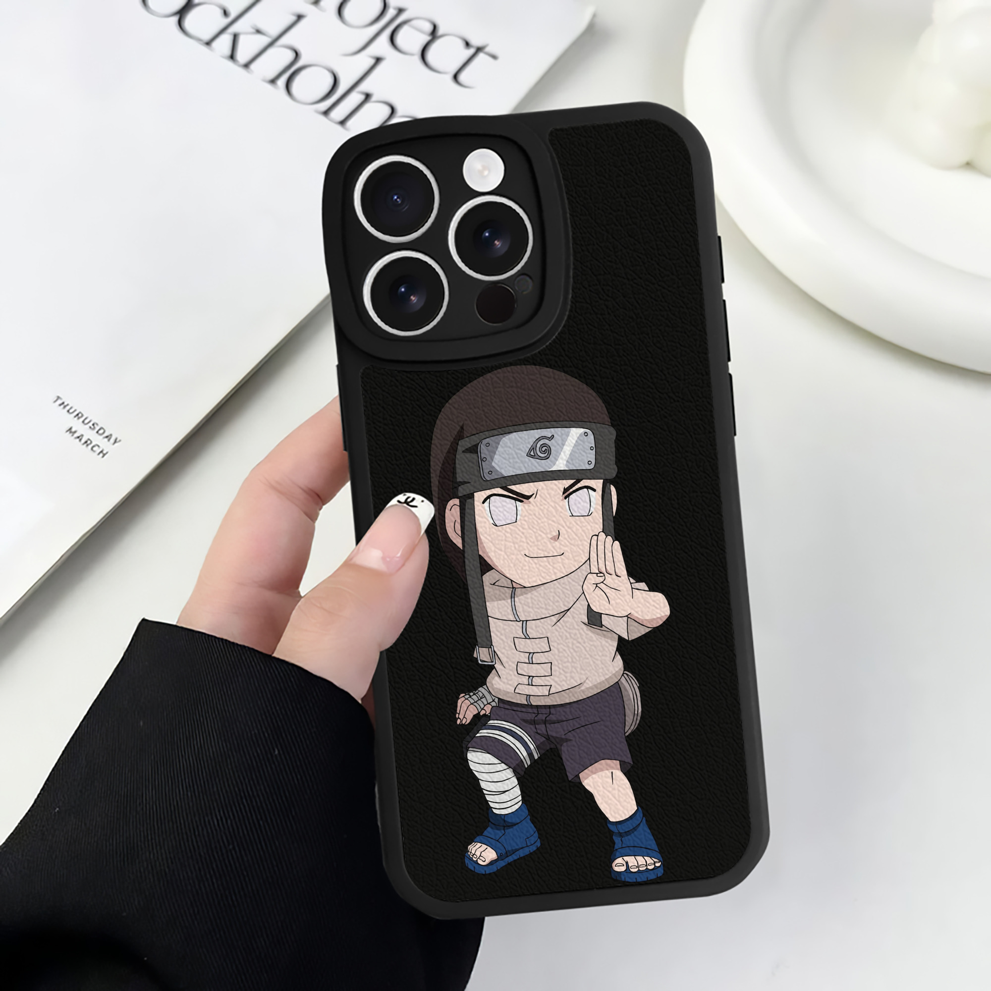 （画像用） NARUTO -ナルト- 日向ネジ Hyūga Neji 【iPhone 16シリーズ対応】シリコンスマホケース（レザー調） 材質：シリコン